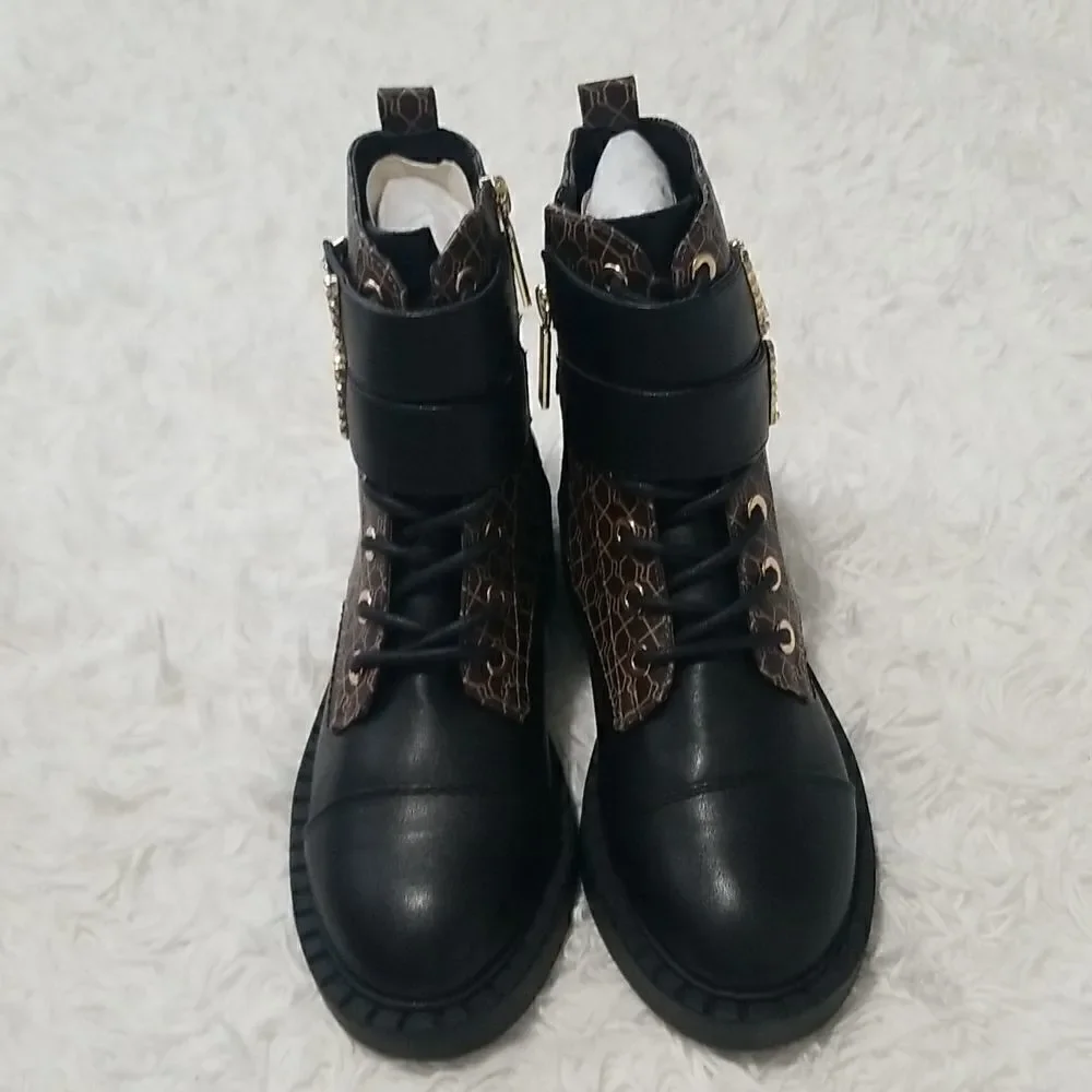 NWT River Island Brown Monogram Boots Sz 8
